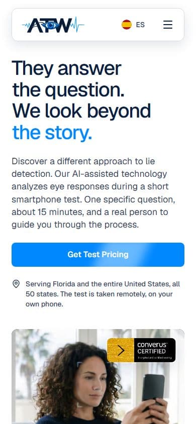 ATW Lie Detector — website on mobile